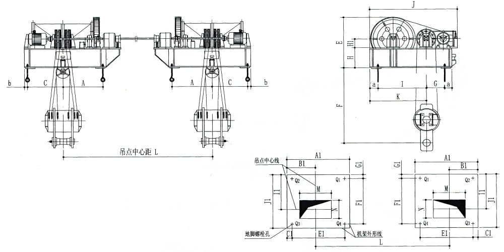 QPK2×400KN-QPK2×1250KN系列卷揚式雙吊點啟閉機外形及基礎布置示意圖.jpg
