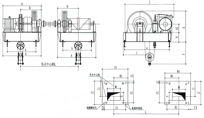 QPK2×50KN-QPK2×250KN系列卷揚式雙吊點啟閉機外形及基礎布置示意圖.jpg
